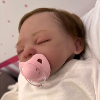 Reborn Baby Doll - Animatronic Model Silicone Baby Reborn Girl, Closed Eyes, Rooted Hair Image 1