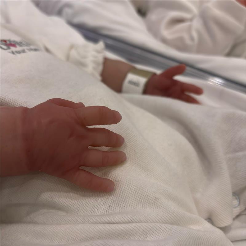 Reborn Baby Doll - Animatronic Model Silicone Baby Reborn Girl, Closed Eyes, Rooted Hair Image 6