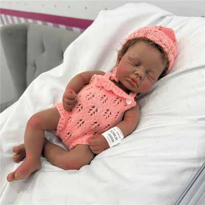 Reborn Baby Doll - Full Silicone Body & Curly Brown Hair Rooted, Sarah Image 1