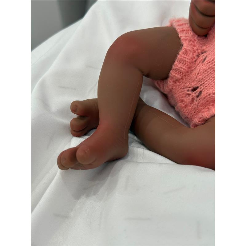 Reborn Baby Doll - Full Silicone Body & Curly Brown Hair Rooted, Sarah Image 3