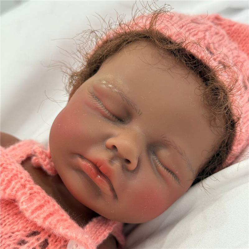 Reborn Baby Doll - Full Silicone Body & Curly Brown Hair Rooted, Sarah Image 4