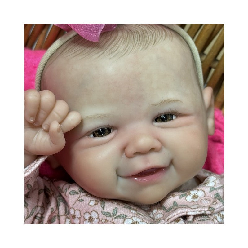 Reborn Baby Doll - White Vinyl, Painted Hair, Open Eyes – Eva  Image 3