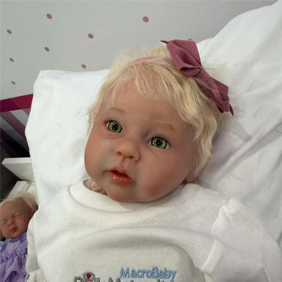 Reborn Baby Doll - White Vinyl & Green Eyes, Raven Image 1