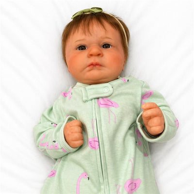 Reborn Baby Doll - White Vinyl & Rooted Black Hair, Tiara Image 1