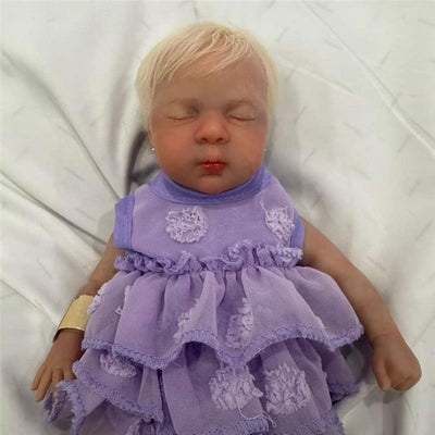 Reborn Baby Doll - White Vinyl & Rooted Blonde Hair, Mini Image 1