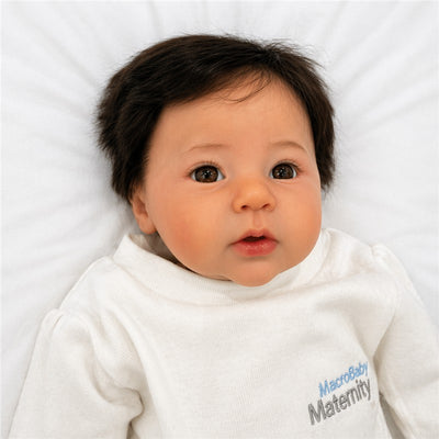 Reborn Baby Doll - White Vinyl & Brown Eyes, Raven Image 1