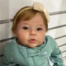 Reborn Baby Dolls - White Vinyl, Dark Brown Hair, Opened Green Eyes - Raven  Image 1