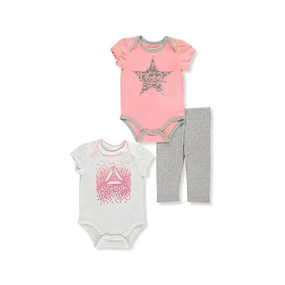 Reebok Bodysuit and Pants 3Pc Set - Hot Coral Image 1