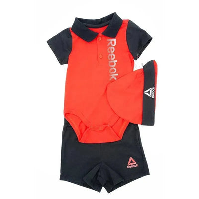 Reebok Layette Knit Creeper/Short/Hat Red Rush  Image 1