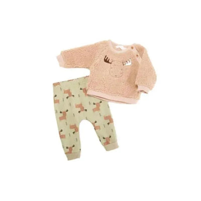 Rene Rofe - 2Pk Baby Girl Moose Sherpa Set, Brown Image 1