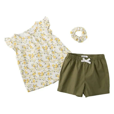 Rene Rofe Girl Floral Top & Shorts Set W/Scrunchie Image 1