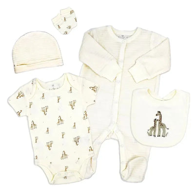 Rose Textile - 5Pk Baby Neutral Giraffe Velour Set Image 1