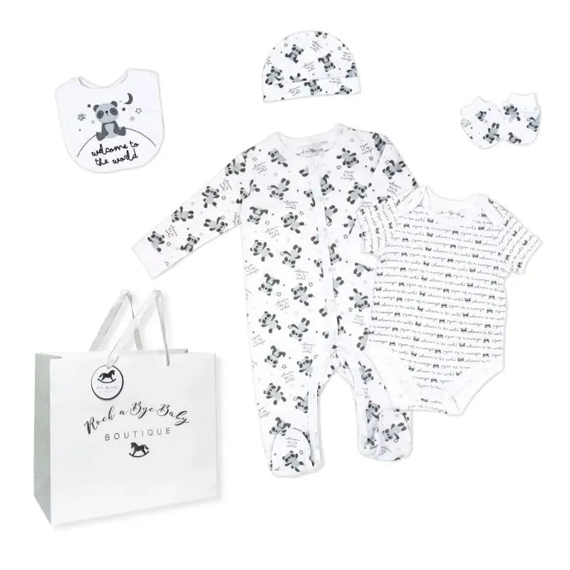 Rose Textile - 5Pk Baby Neutral Panda World Mesh Bag Set Image 1