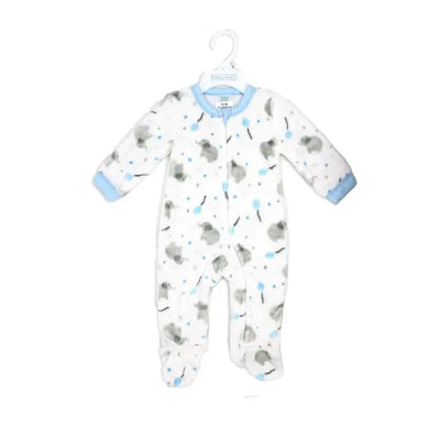 Rose Textile - Baby Boys Printed Fleece Sleeper Blue Elephant Image 2