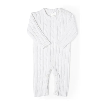 Rose Textile - Baby Unisex Cotton White Knit Romper Image 1