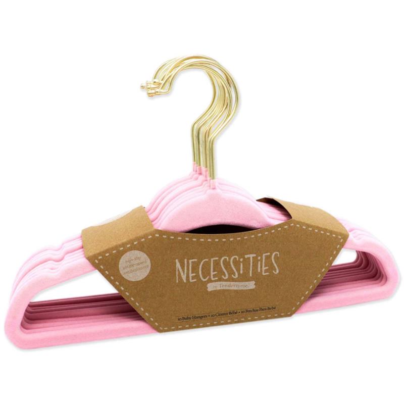 Rose Textiles 10Pk Hangers With Gold Hook, Pink Image 3