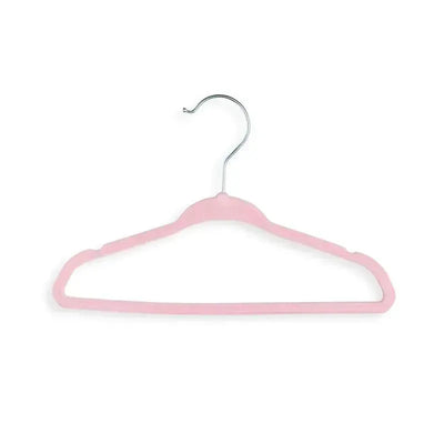 Pink hanger with a soft grip finish and a metallic hook, part of the Rose Textiles 15-pack set.