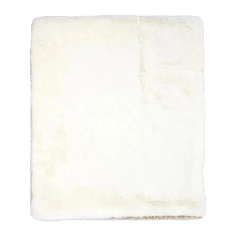 Rose Textiles - 2 Layer Faux Fur Plush Blanket,- Ivory/Tan Image 3