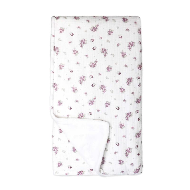 Rose Textiles - 2 Layer Muslin Blanket Mauve Floral Image 1