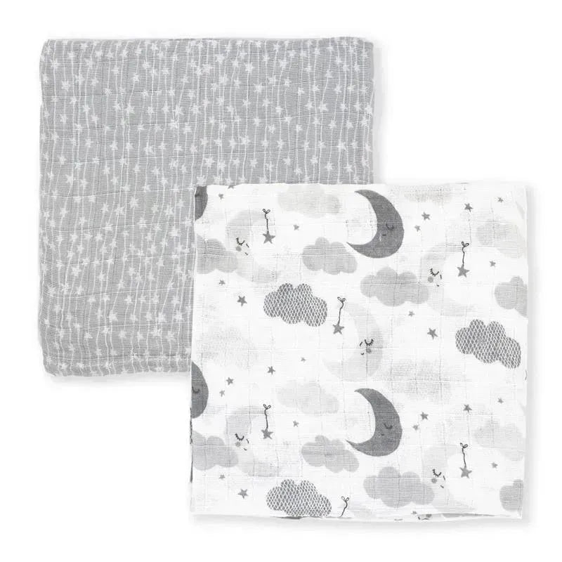 Rose Textiles - 2 Pack Muslin Swaddle Blankets, Grey Sweet Dream Image 3