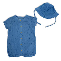 Rose Textiles - 2Pk Baby Boy Muslin Romper & Hat Set, Palm Tree Image 1