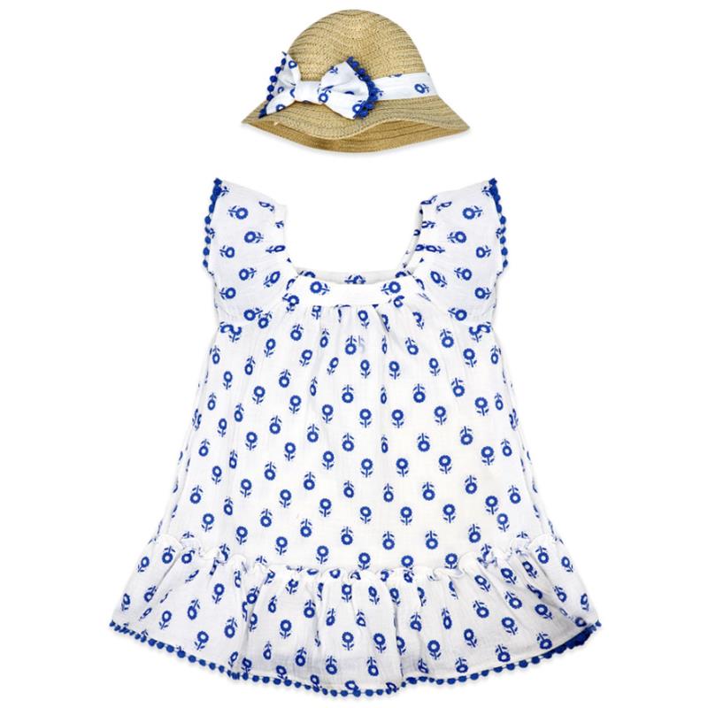 Rose Textiles - 2Pk Baby Girls Dress Set, Blue Floral  Image 1