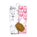 Rose Textiles - 2Pk Flannel Fleece Blanket Pink Bunnies Image 1