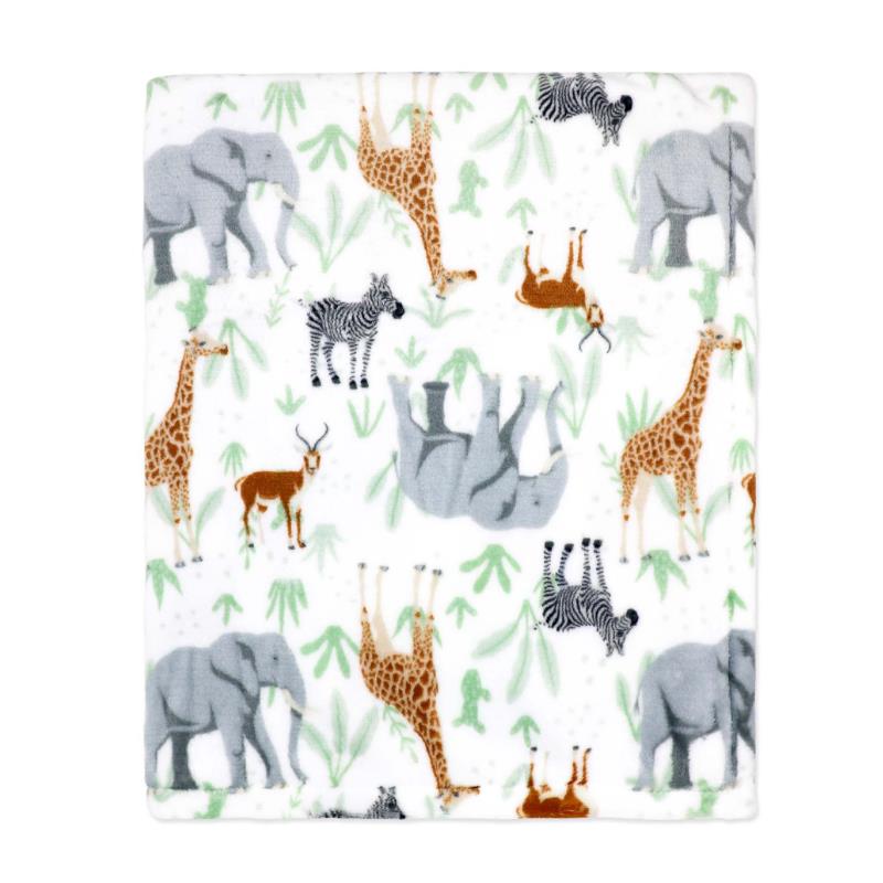 Rose Textiles - 2Pk Flannel Fleece Blanket Sage Safari Image 3