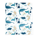 Rose Textiles - 2Pk Flannel Fleece Blanket Teal Dinos Image 3