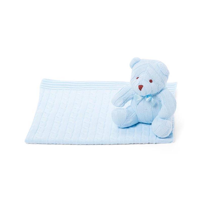 Rose Textiles - 2Pk Knit Bear & Blanket, Blue Image 1