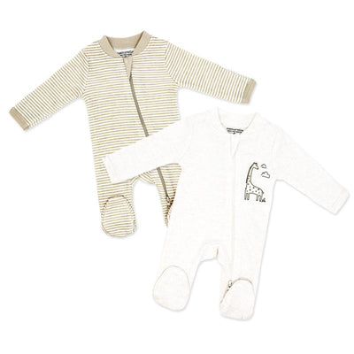 Rose Textiles 2Pk Preemie Mitted Sleeper, Beige Image 1