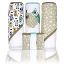Rose Textiles 3 Hooded Towels With 3 Washcloths, Tan Doggies Image 1