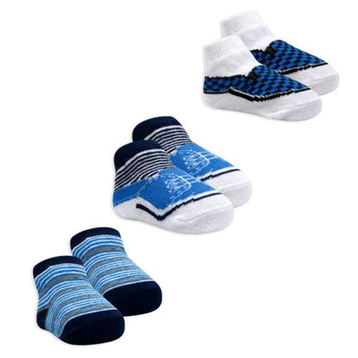 Rose Textiles 3 Pairs Crew Sock, Blue, 0/6M Image 1