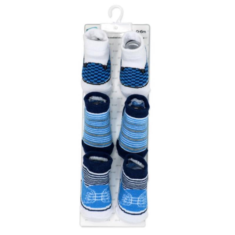 Rose Textiles 3 Pairs Crew Sock, Blue, 0/6M Image 2