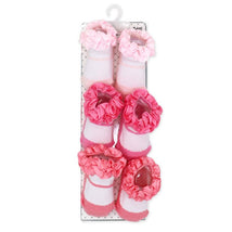 Rose Textiles 3 Pairs Grosgrain Ruffle Crew Sock, Pink, 0/6M Image 2
