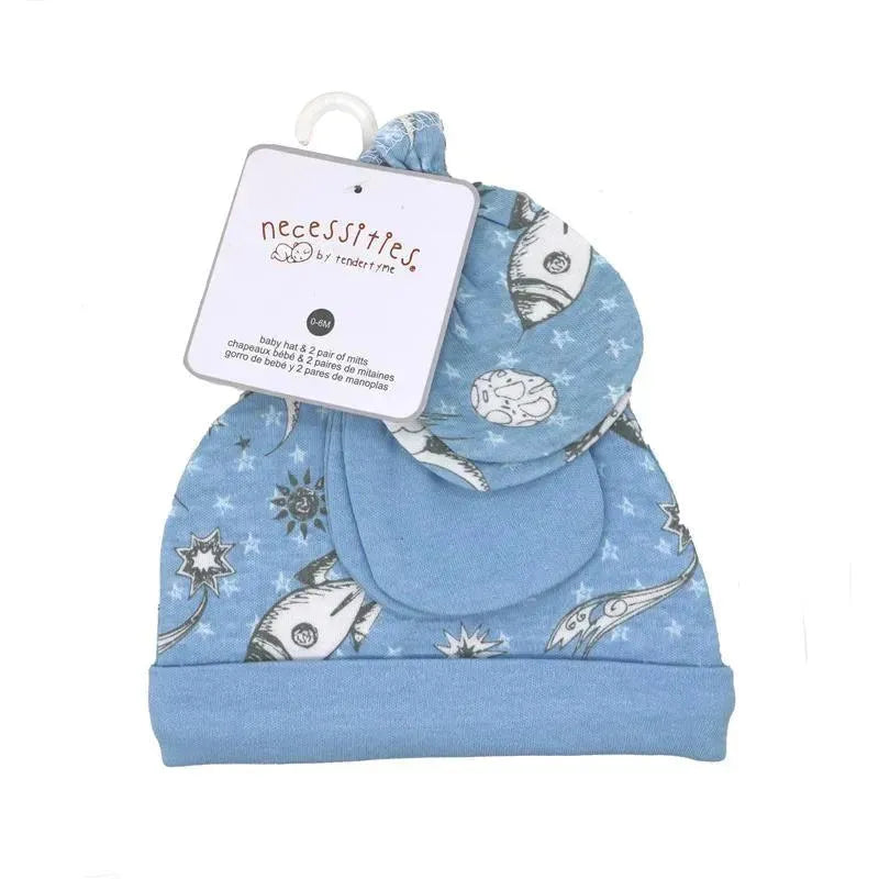 Rose Textiles - 3-Piece Cap And Scratch Mitten Set, Blue Space Image 4