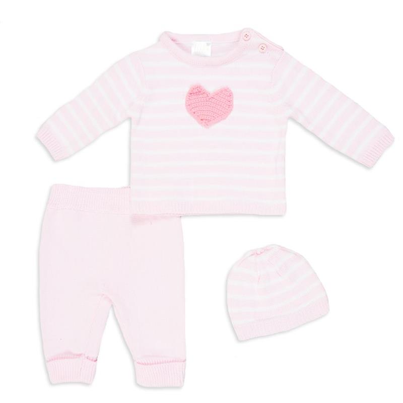 Rose Textiles - 3 Piece Sweater Knit Set, Pink Heart Image 1