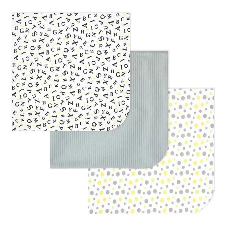 Rose Textiles - 3 Pk Knit Swaddles, Grey Abc's Image 3