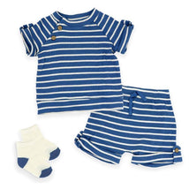 Rose Textiles - 3Pk Baby Boy Ribbed Short Set, Blue Stripe Image 1