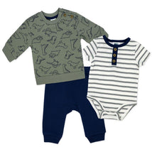 Rose Textiles - 3Pk Baby Boys French Terry Set, Dinosaur Green Image 1
