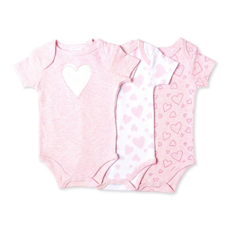 Rose Textiles - 3Pk Baby Girl Heather Bodysuit, Heart Image 1