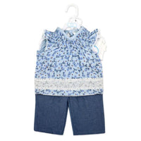 Rose Textiles - 3Pk Baby Girl Pant Set, Blue Floral Image 2