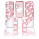 Rose Textiles 3Pk Hooded Towels With 3 Washcloths, Pink Llama Image 1