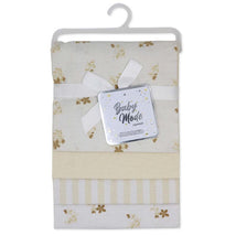 Rose Textiles 4Pk Flannel Receiving Blankets, Tan Folliage Image 2