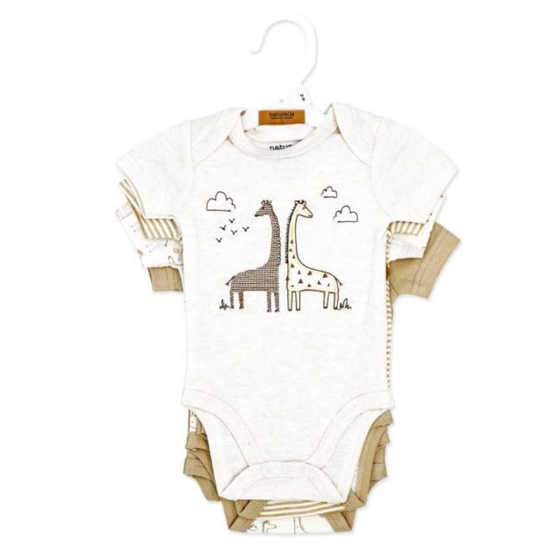 Rose Textiles 4Pk Naturelle Short Sleeve Bodysuit Beige Image 2