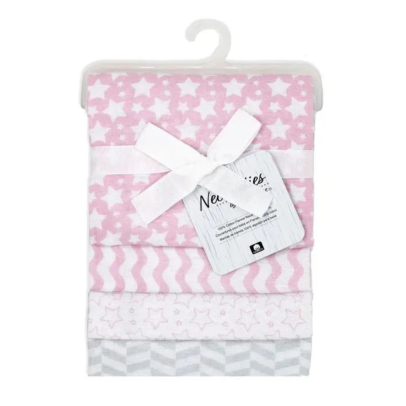 Rose Textiles - 4Pk Receiving Blanket Pink Stars Image 2