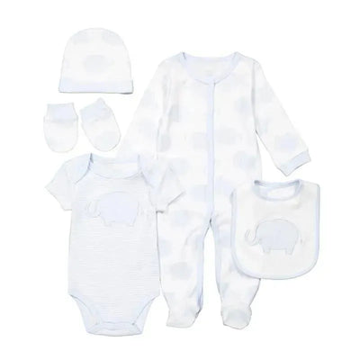 Rose Textiles - 5Pk Baby Boys Blue Elephant Set Image 1