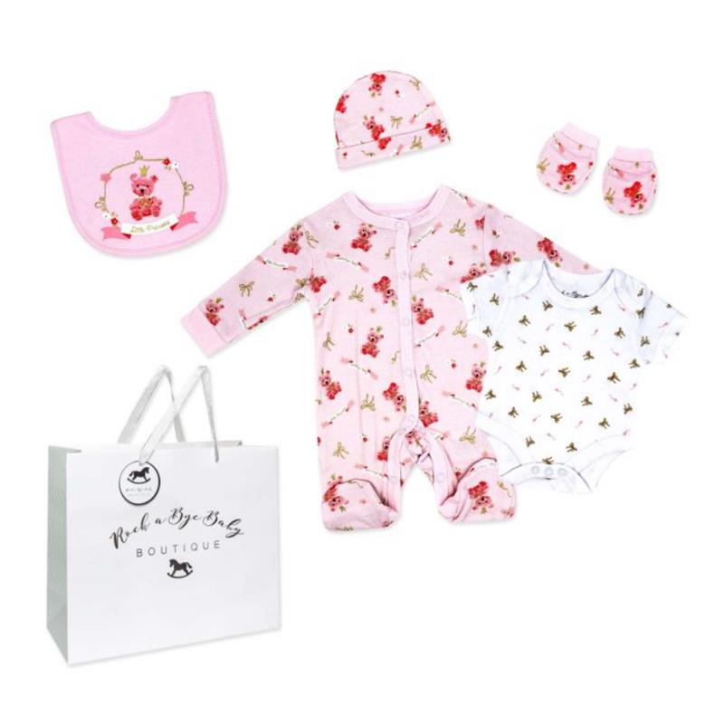 Rose Textiles - 5Pk Baby Girls Mesh Bag Set, Princess Bear Image 1