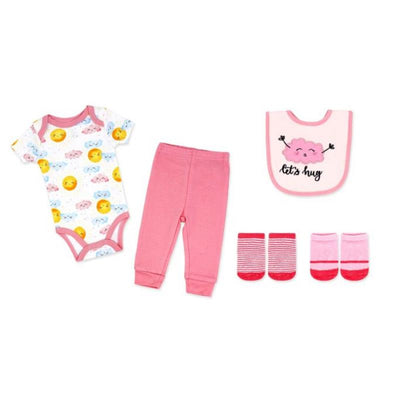 Rose Textiles - 5Pk Baby Girls Set, Pink Let's Hug Image 1