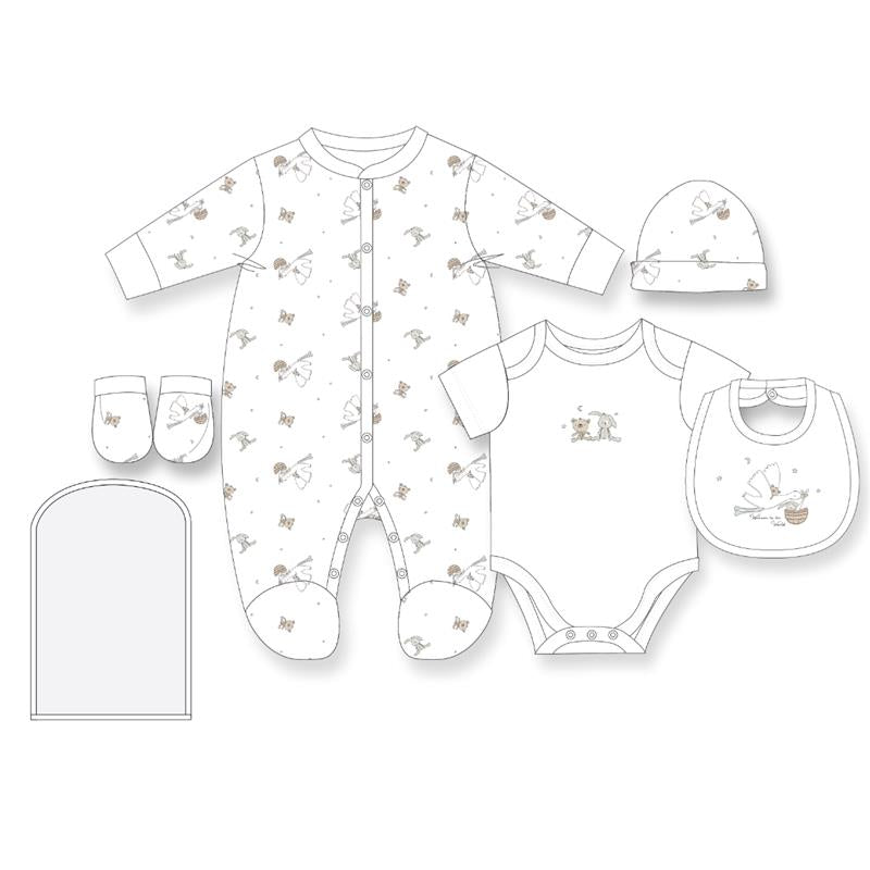 Rose Textiles - 5Pk Baby Neutral Mesh Bag Set Stork  Image 1